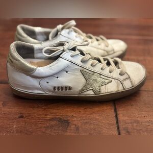 GGDB GOLDEN GOOSE SUPERSTAR SNEAKER sparkle while and gold star used 38 or 8